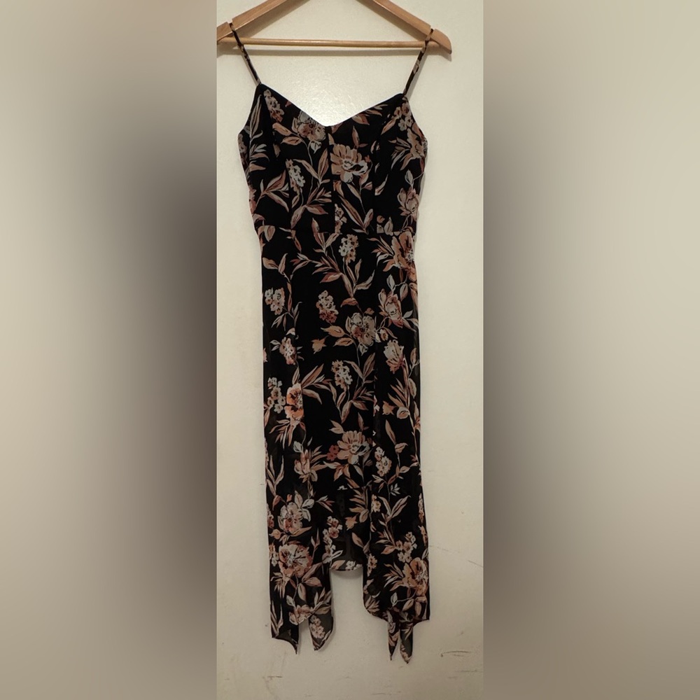 Floral Black Midi Dress